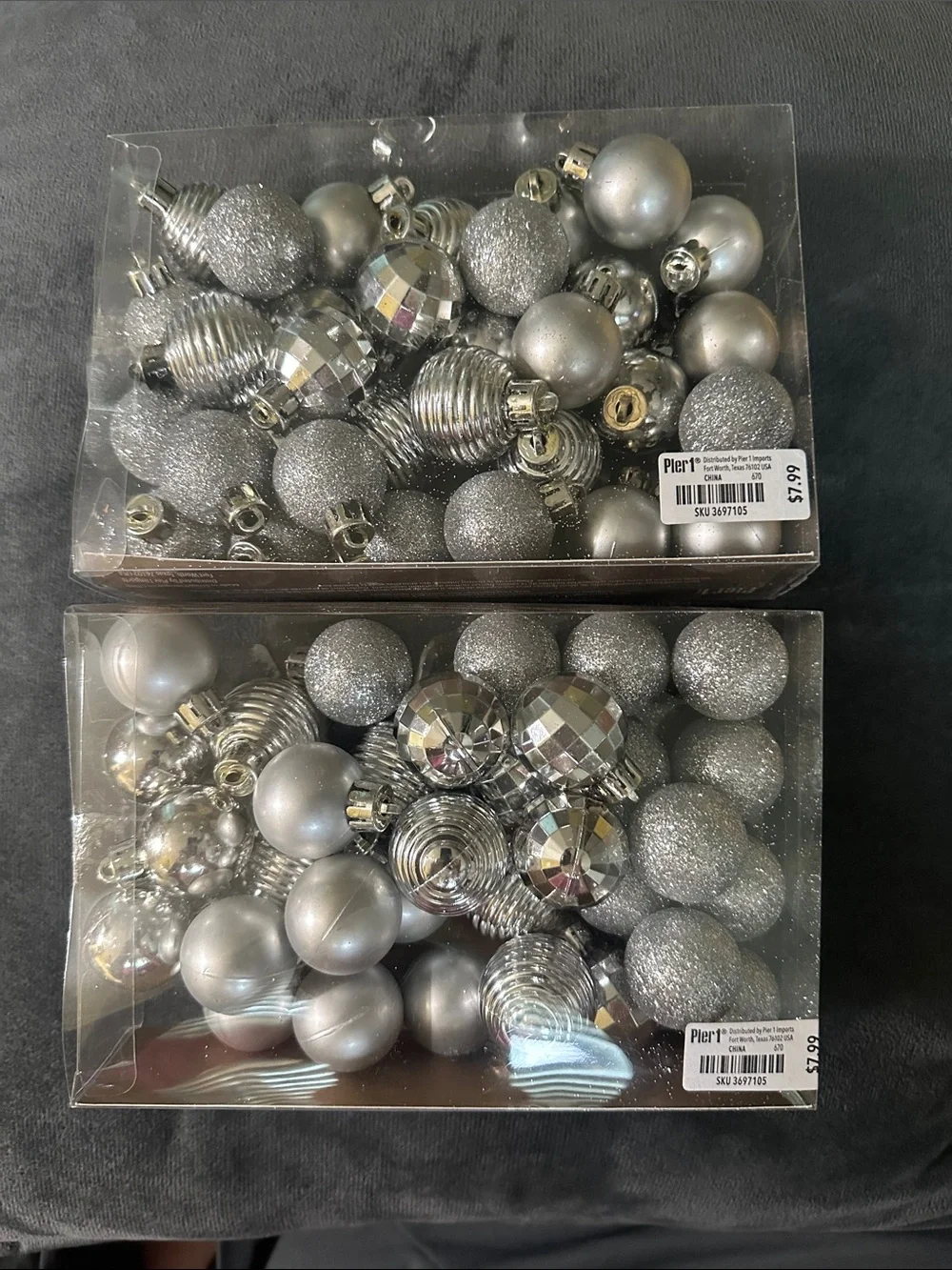 Silver Vase Filler Ornaments – Decorative Holiday Fillers, 2 Sets of 33